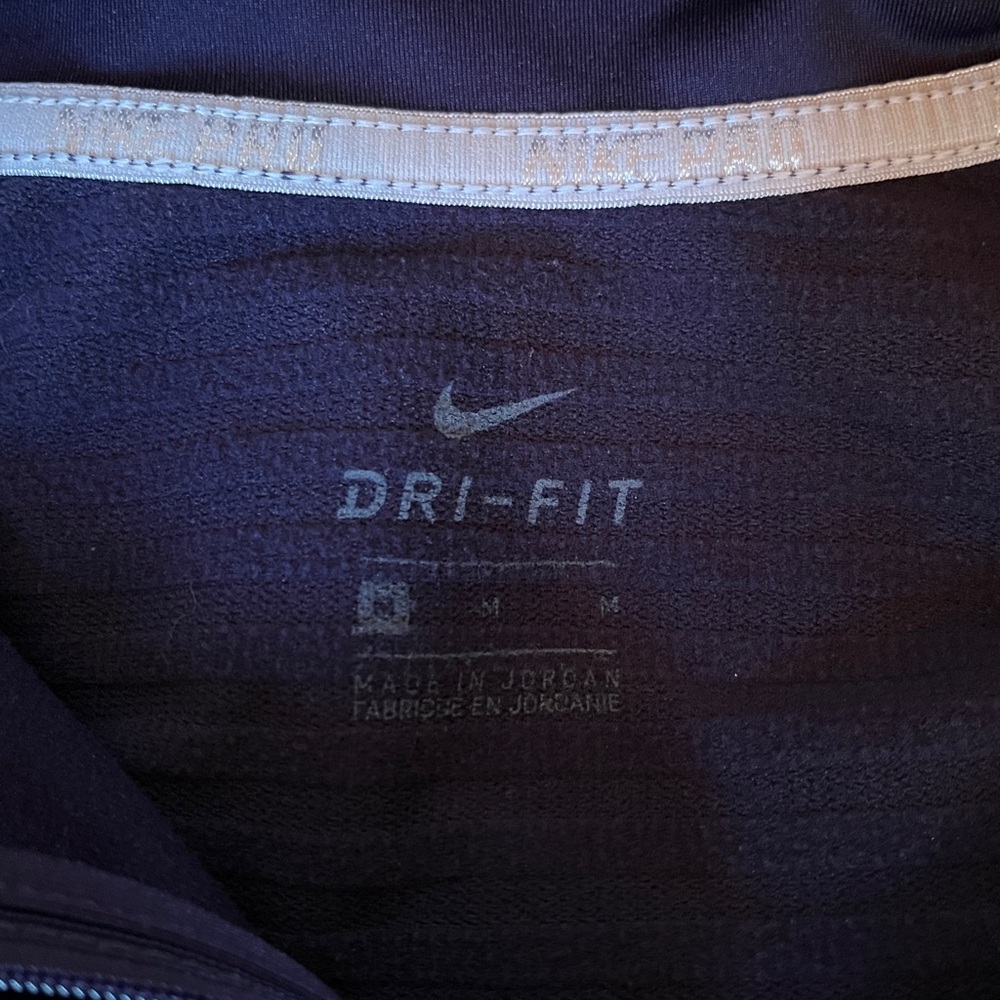 Nike Pro Dri-Fit Mock Neck Half Zip Fleece Lined Running Shirt Purple Size M - Picture 3 of 4